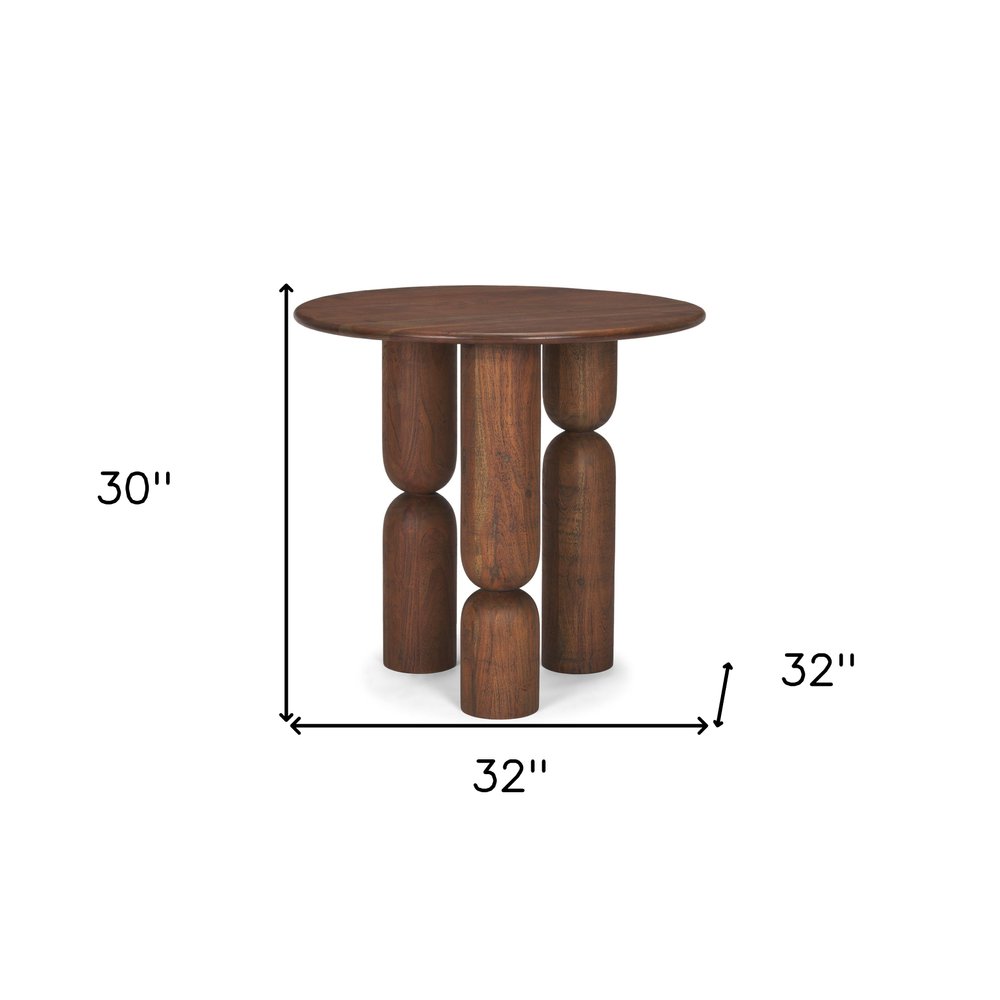 Brown Solid Wood and Wood Tray Table - 32-inch