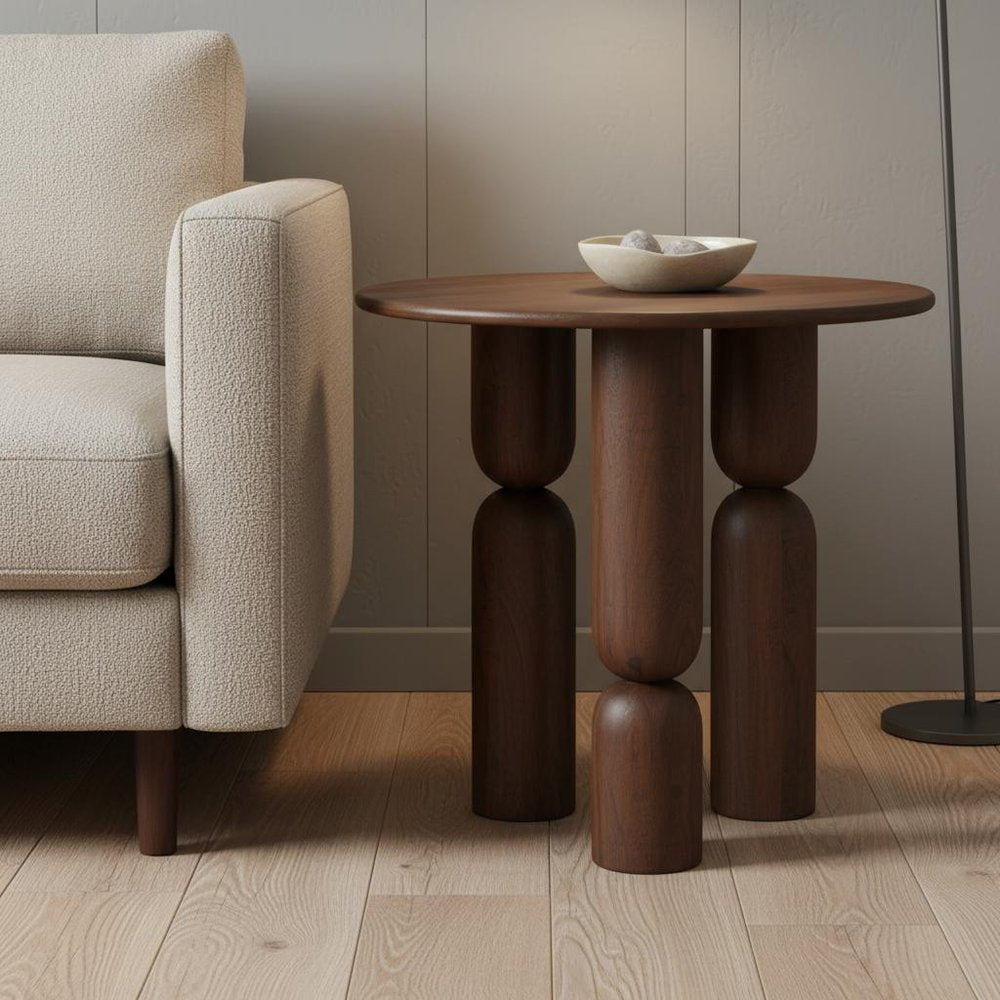 Brown Solid Wood and Wood Tray Table - 32-inch