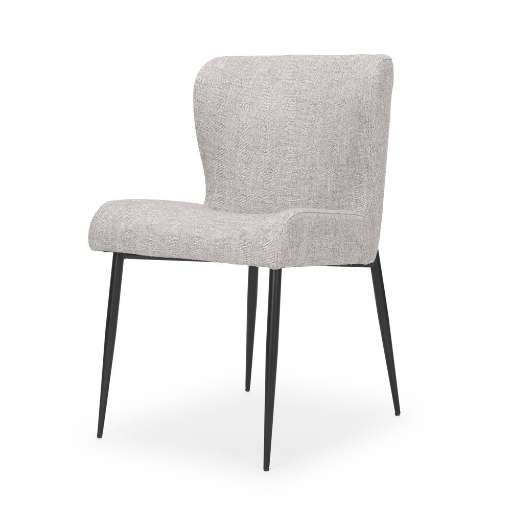 Gray and Black Upholstered Fabric and Metal Wing Back Dining Side Chair
