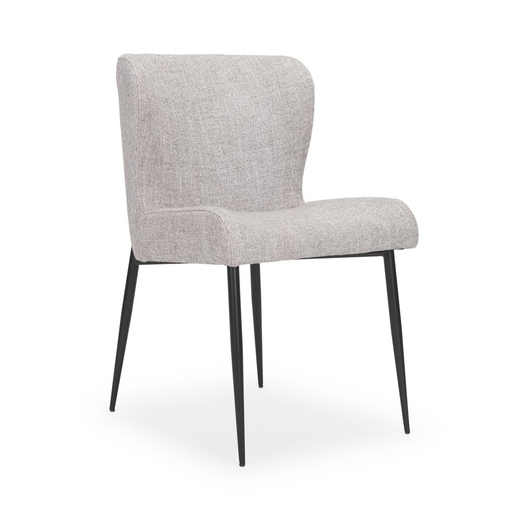 Gray and Black Upholstered Fabric and Metal Wing Back Dining Side Chair