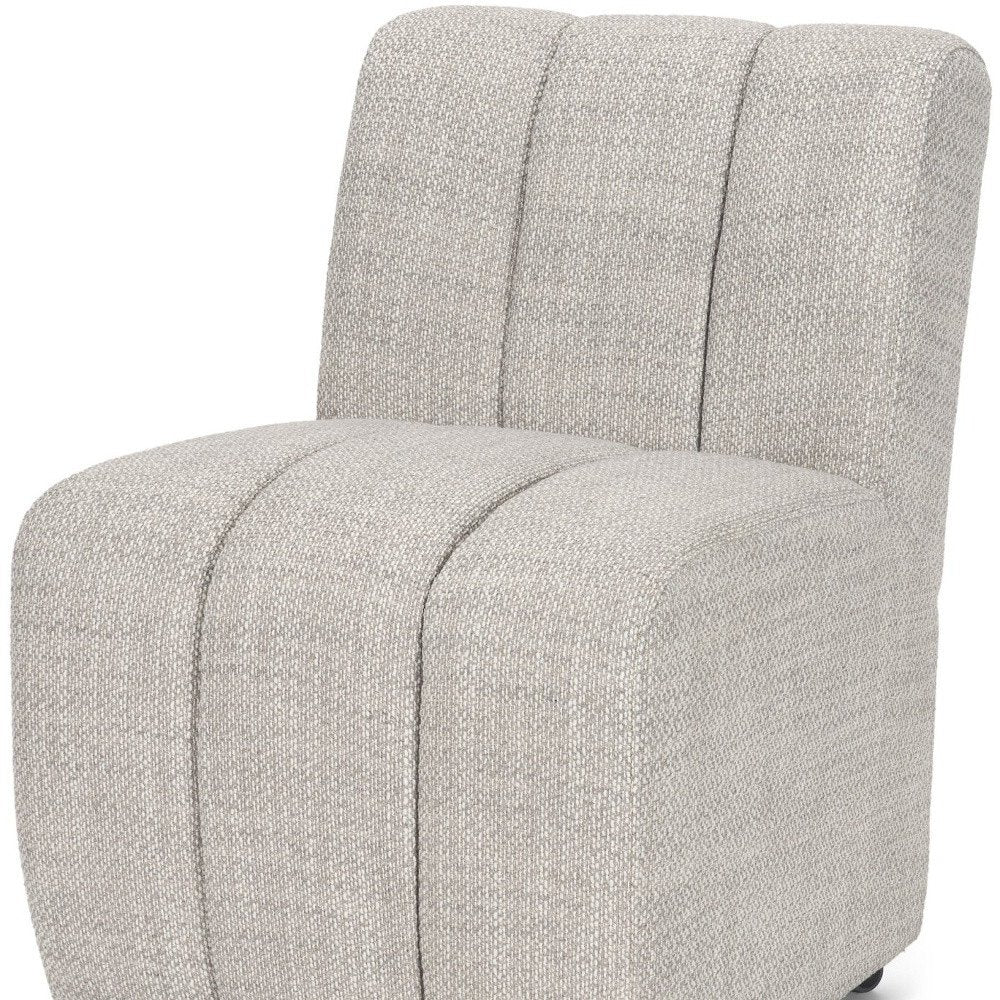 Gray and Black Upholstered Fabric Dining Side Chair with Wheels