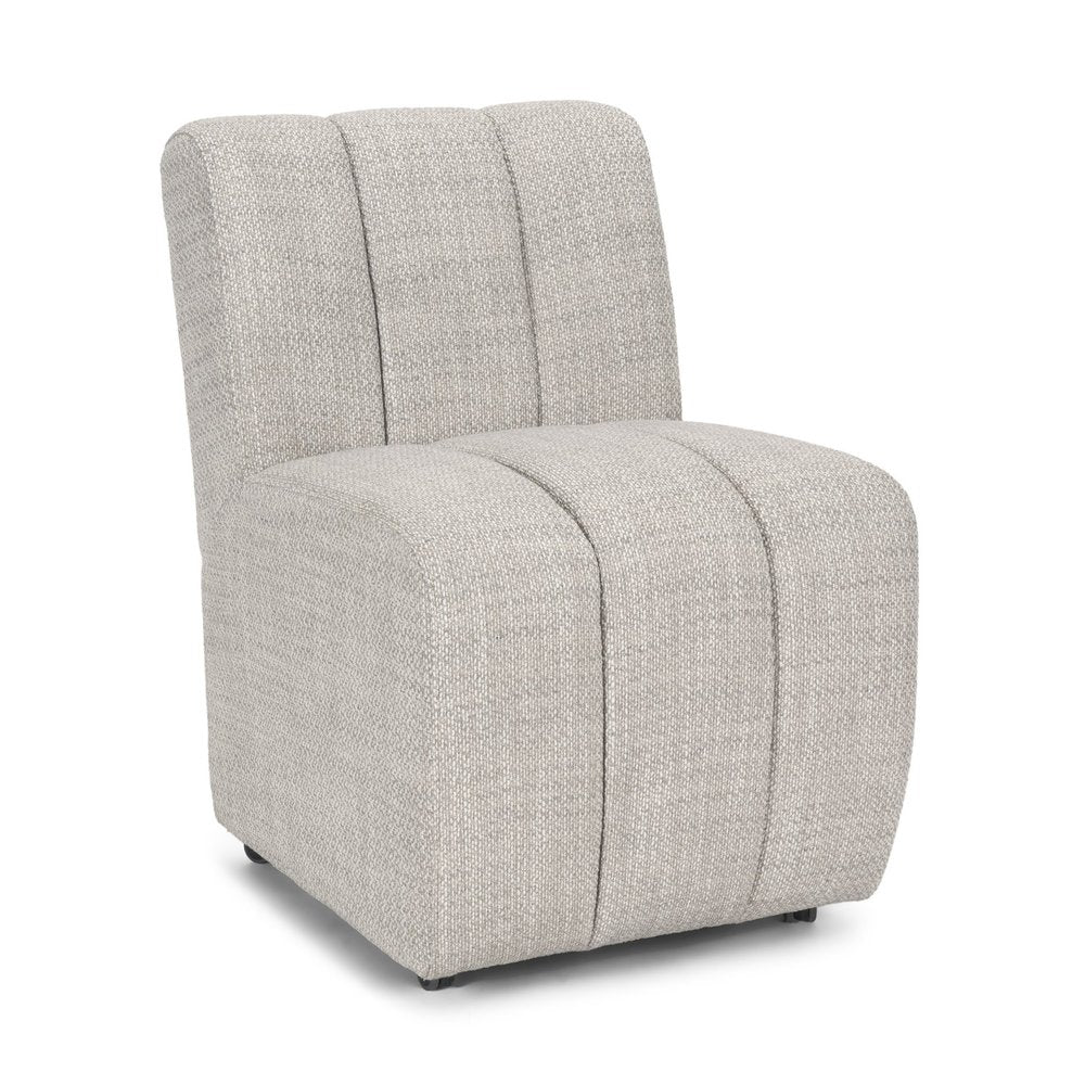 Gray and Black Upholstered Fabric Dining Side Chair with Wheels