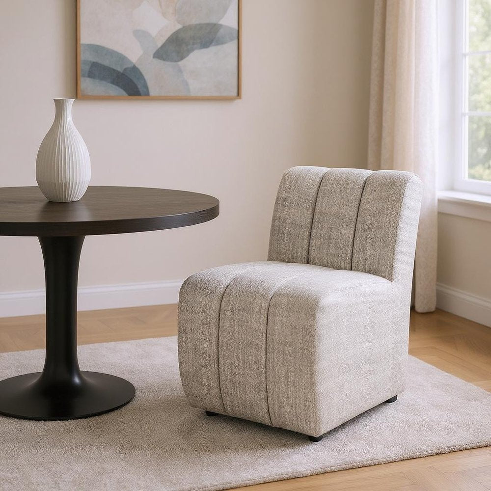 Gray and Black Upholstered Fabric Dining Side Chair with Wheels