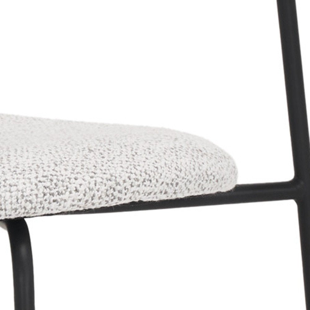 Set of Two Gray and Black Wool Linen and Upholstery Open Back Dining Side Chairs