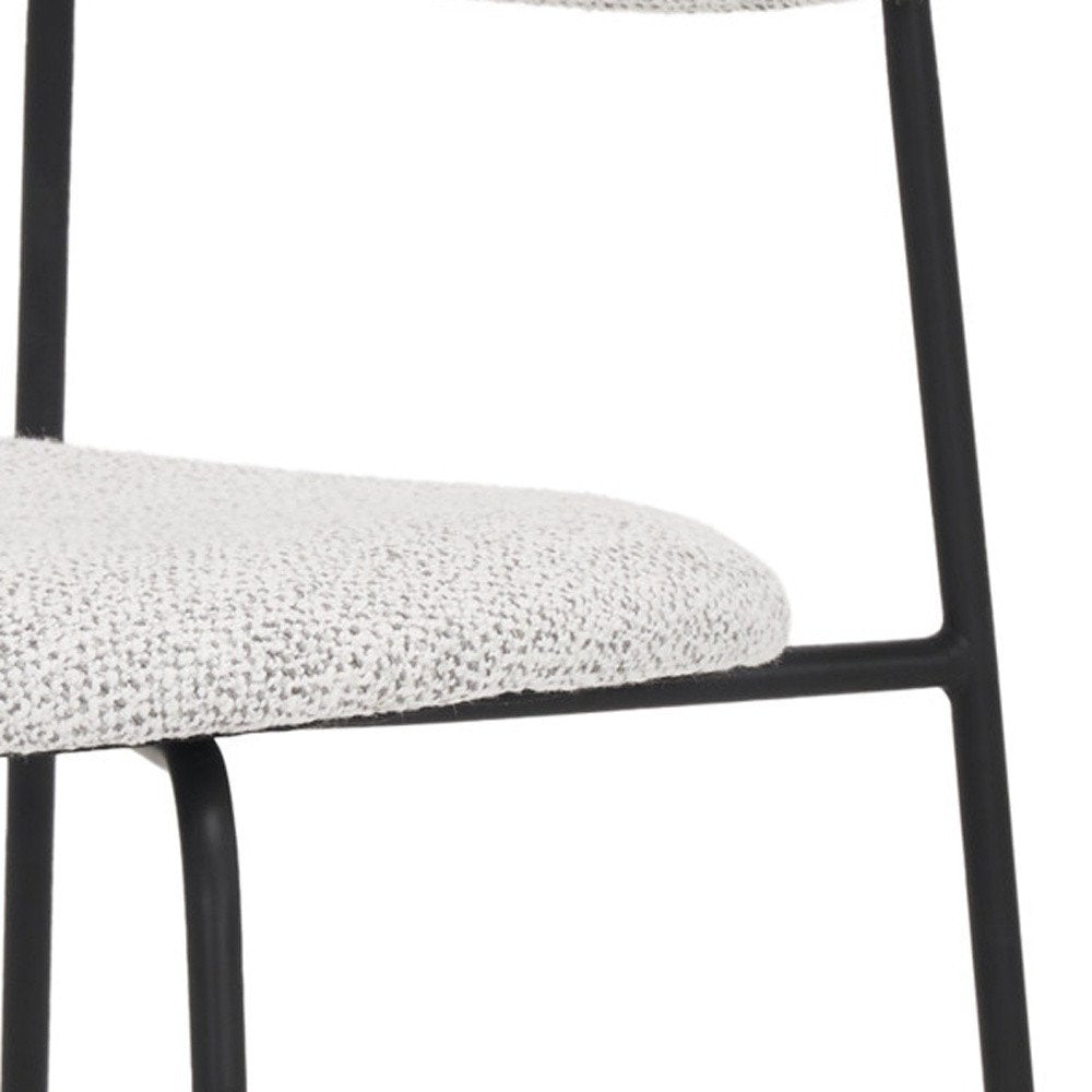 Set of Two Gray and Black Wool Linen and Upholstery Open Back Dining Side Chairs