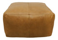 Tan Genuine Leather Pouf Ottoman - 22-inch