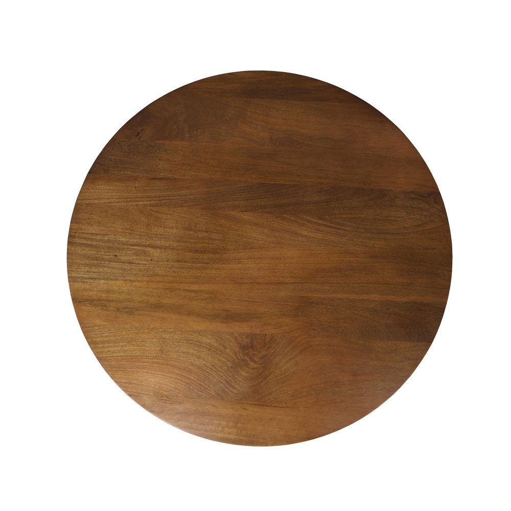 Brown Solid Wood Round Cross Legs Coffee Table - 36-inch