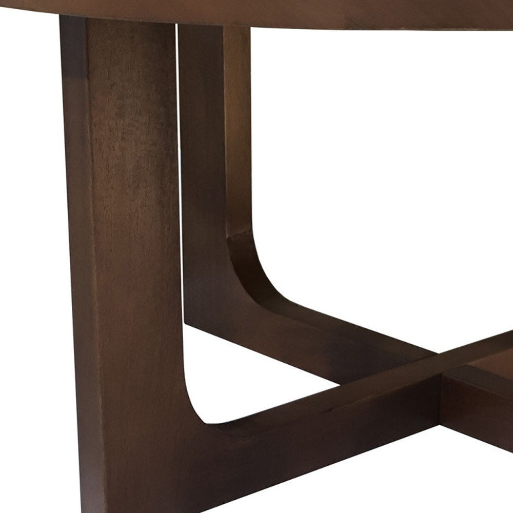 Brown Solid Wood Round Cross Legs Coffee Table - 36-inch