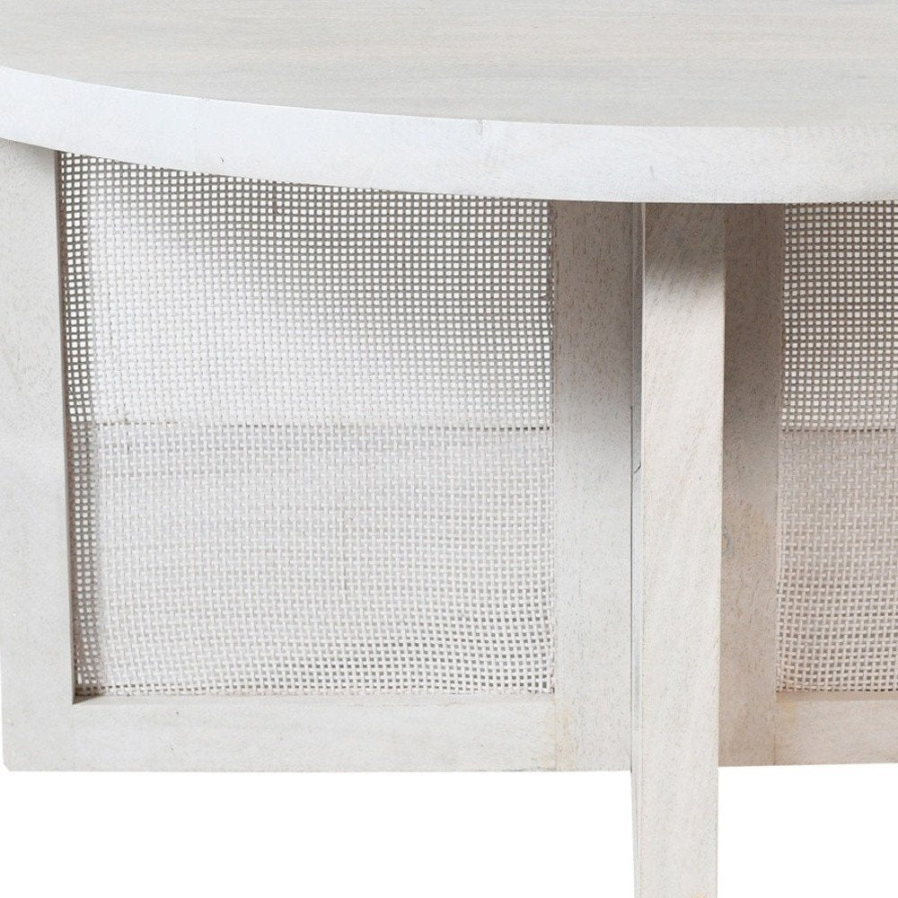 White Solid Wood Round Cross Legs Coffee Table - 36-inch