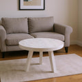 White Solid Wood Round Cross Legs Coffee Table - 36-inch