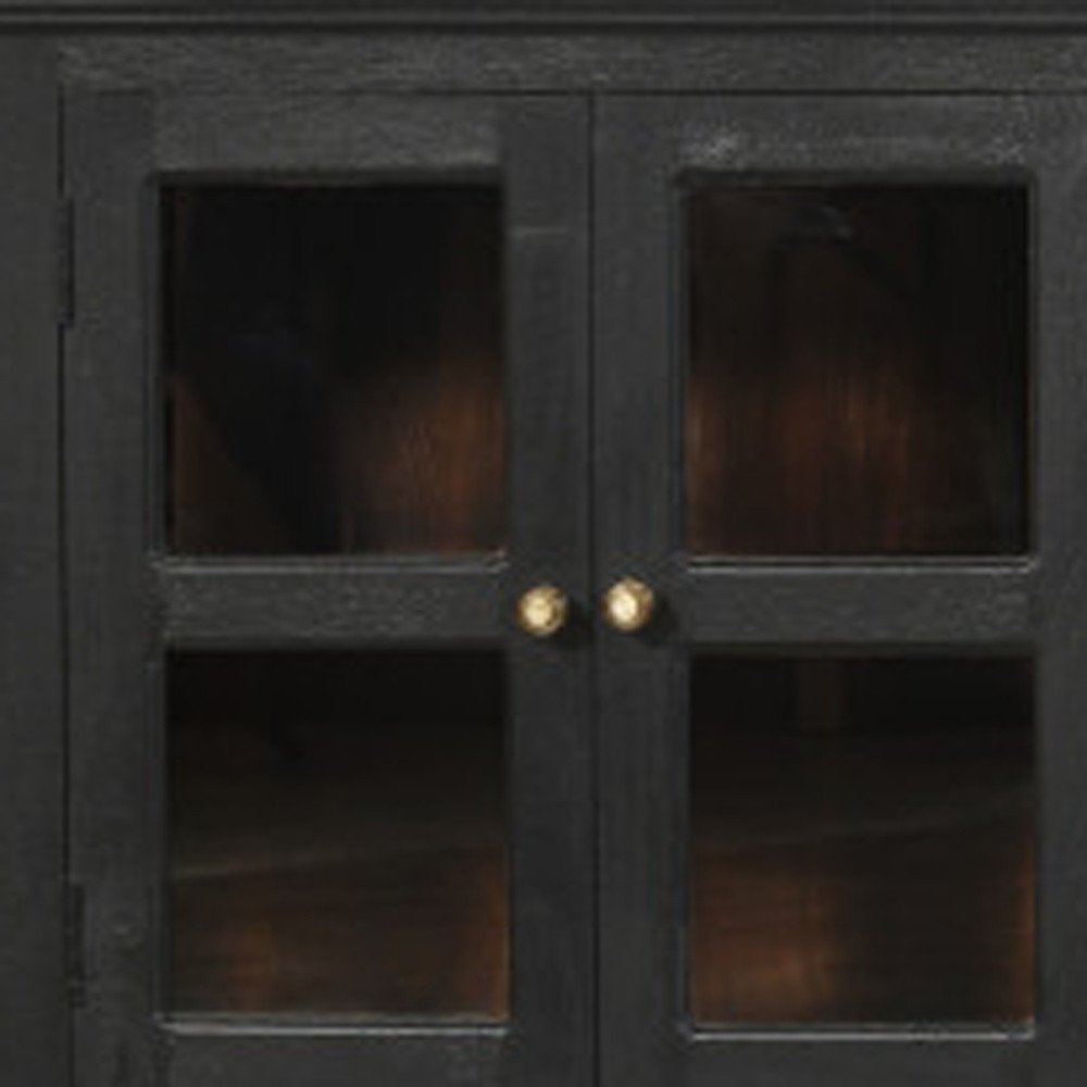 Charcoal Distressed Solid Wood Sideboard with 8 Glass Doors - 118-inch