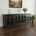 Charcoal Distressed Solid Wood Sideboard with 8 Glass Doors - 118-inch