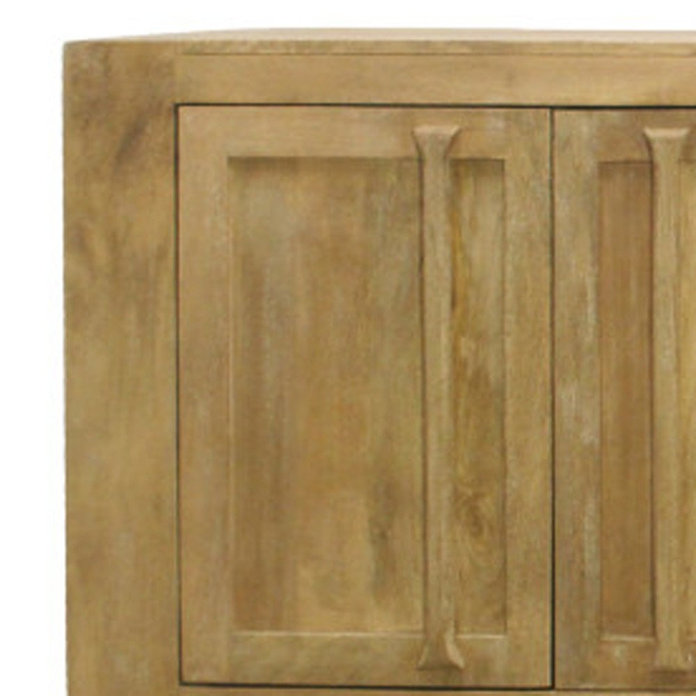 Natural Distressed Solid Wood Three Drawer Sideboard with Four Doors - 94-inch