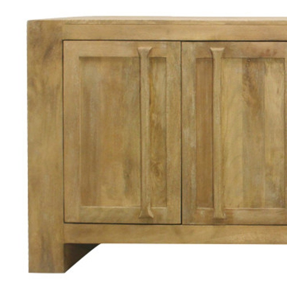 Natural Distressed Solid Wood Three Drawer Sideboard with Four Doors - 94-inch