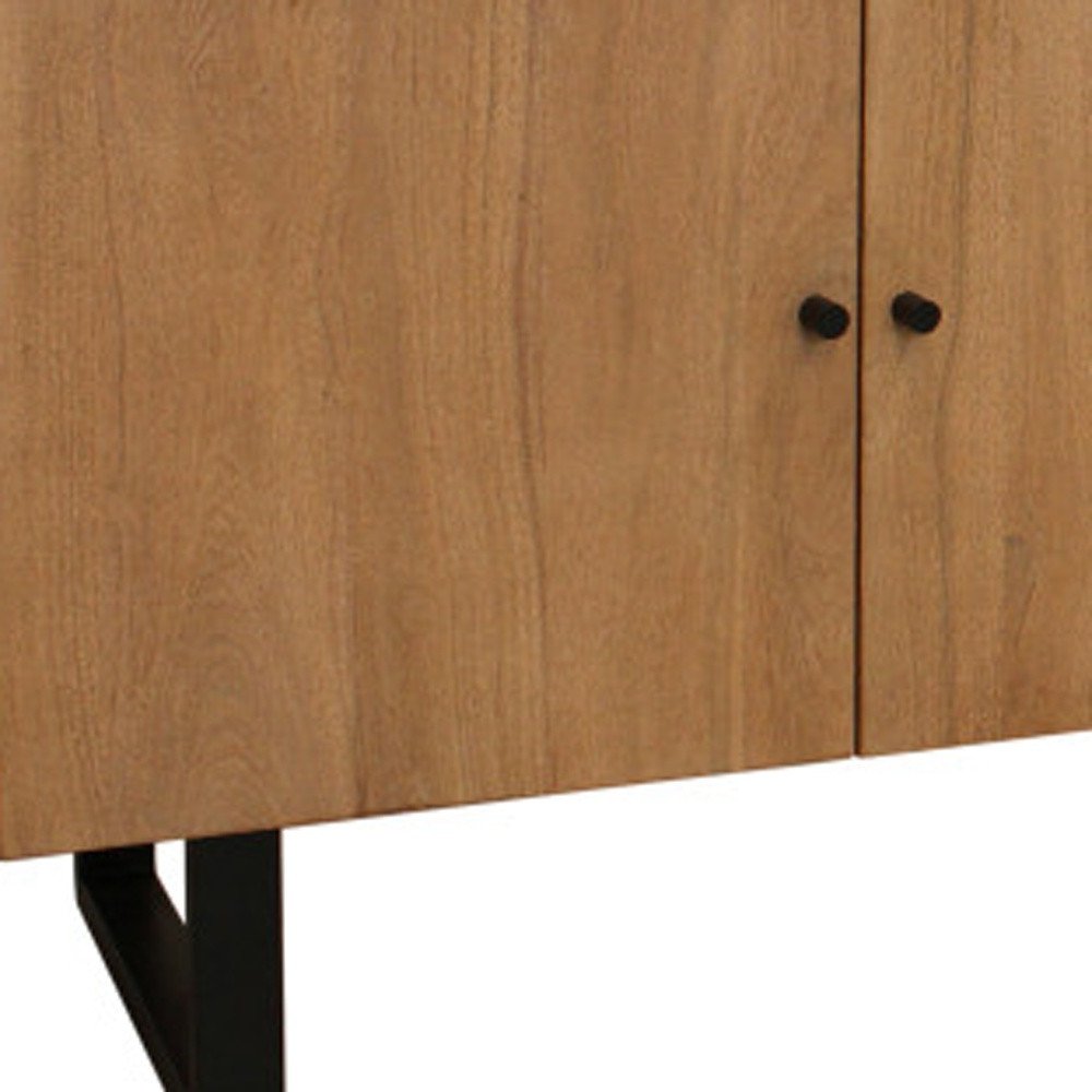 Natural Distressed Solid Wood Live Edge Credenza with Four Doors - 80-inch