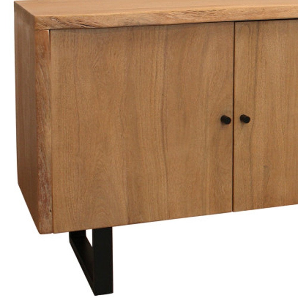 Natural Distressed Solid Wood Live Edge Credenza with Four Doors - 80-inch