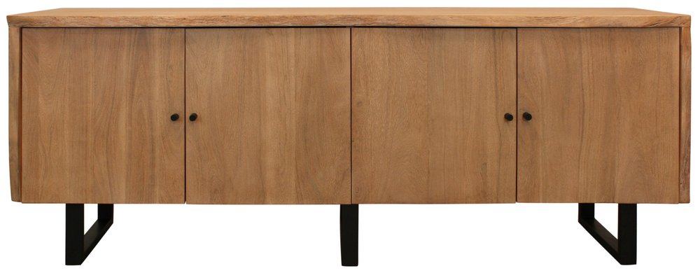 Natural Distressed Solid Wood Live Edge Credenza with Four Doors - 80-inch