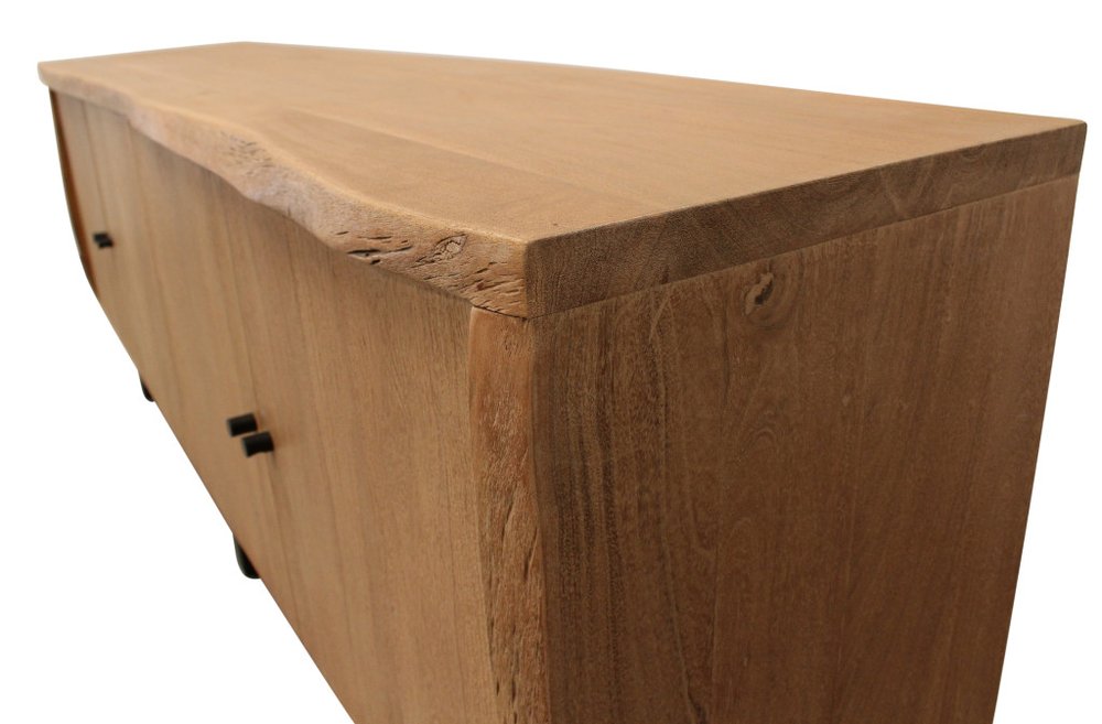 Natural Distressed Solid Wood Live Edge Credenza with Four Doors - 80-inch