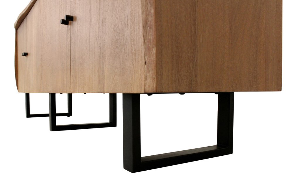 Natural Distressed Solid Wood Live Edge Credenza with Four Doors - 80-inch