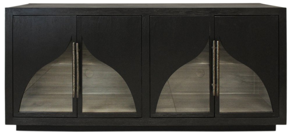 Dark Brown Distressed Solid Wood Sideboard with Four Doors - 70-inch