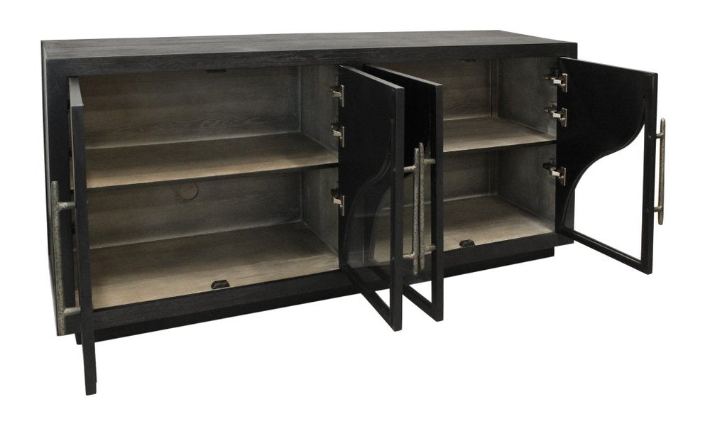 Dark Brown Distressed Solid Wood Sideboard with Four Doors - 70-inch