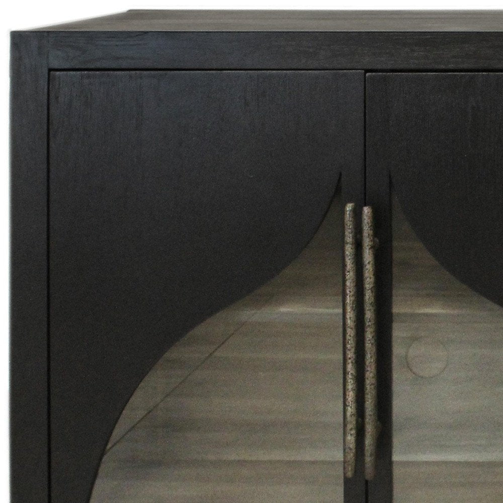 Dark Brown Distressed Solid Wood Sideboard with Four Doors - 70-inch