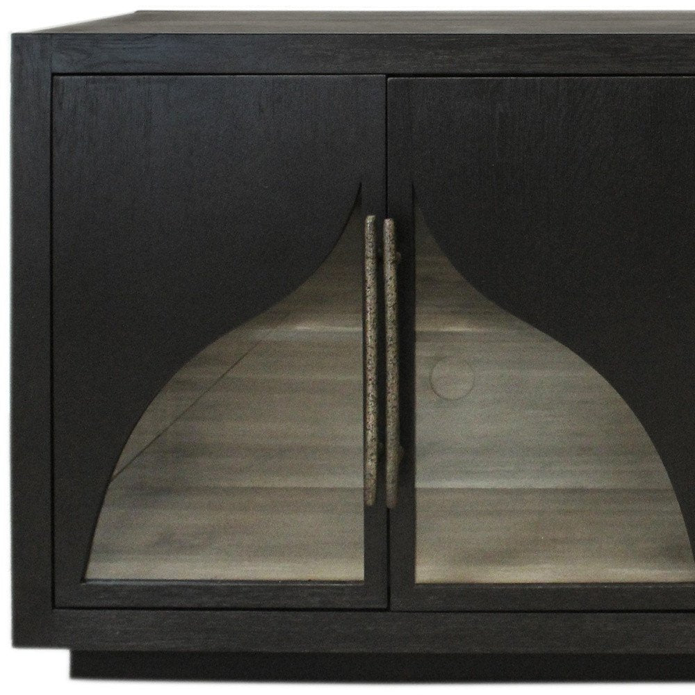 Dark Brown Distressed Solid Wood Sideboard with Four Doors - 70-inch