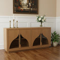 Natural Distressed Solid Wood Sideboard with Four Doors - 70-inch