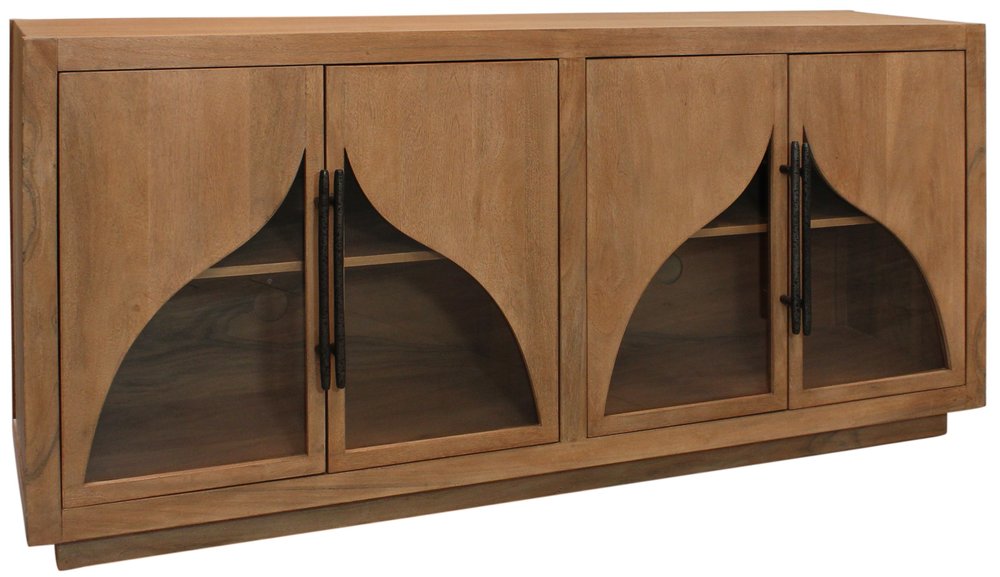 Natural Distressed Solid Wood Sideboard with Four Doors - 70-inch