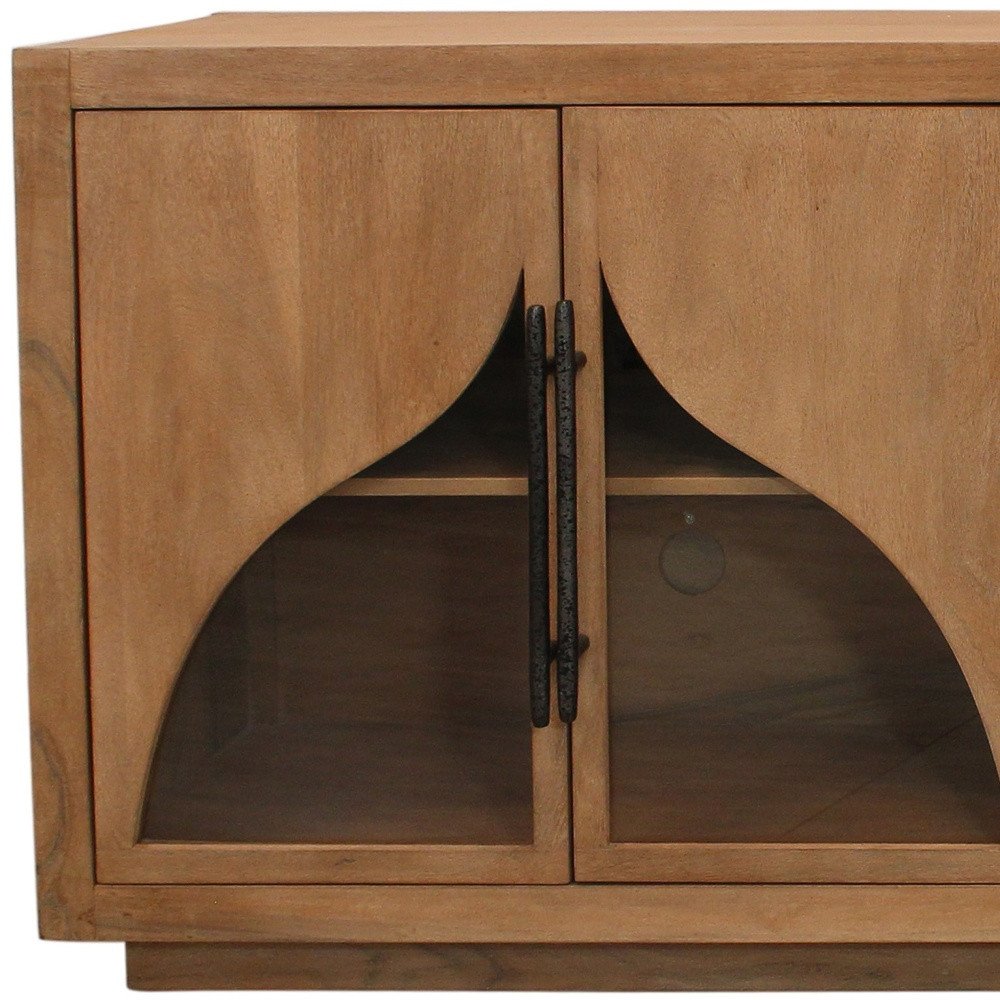 Natural Distressed Solid Wood Sideboard with Four Doors - 70-inch