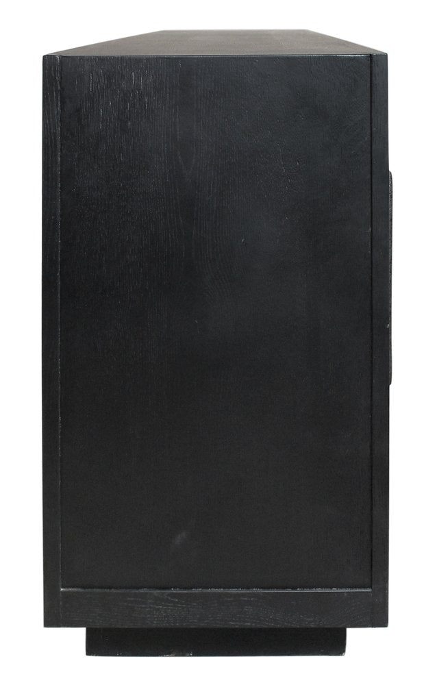 Dark Brown Distressed Solid Wood Sideboard with Six Doors - 95-inch