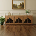Natural Distressed Solid Wood Sideboard with Six Doors - 95-inch