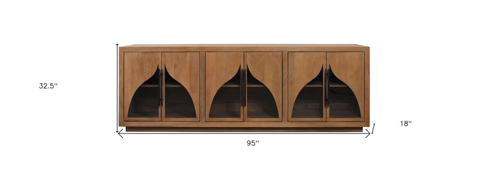 Natural Distressed Solid Wood Sideboard with Six Doors - 95-inch