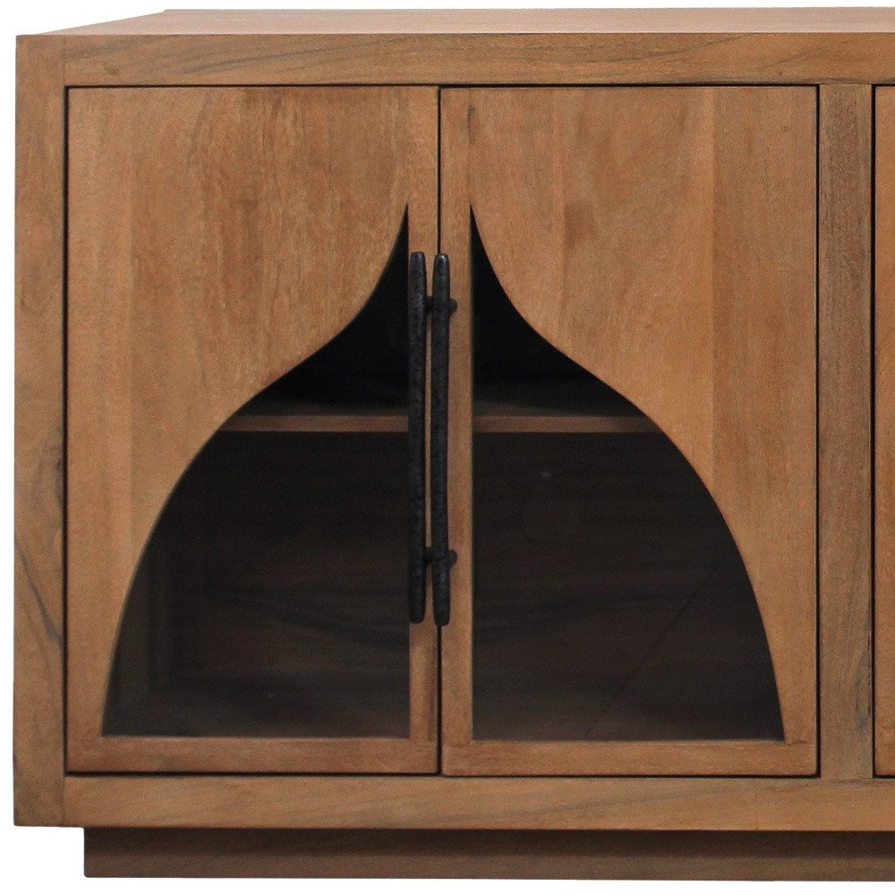 Natural Distressed Solid Wood Sideboard with Six Doors - 95-inch