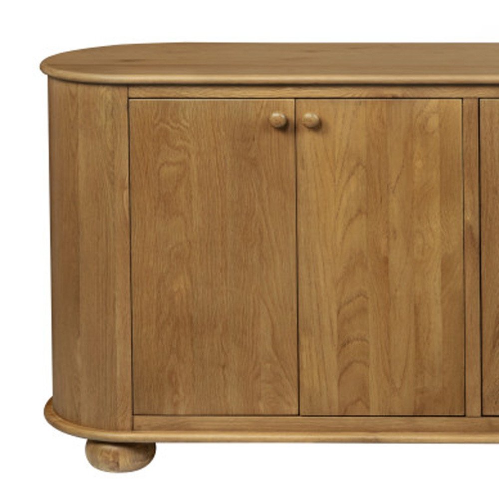Natural Distressed Solid Wood Sideboard with Six Doors - 98-inch