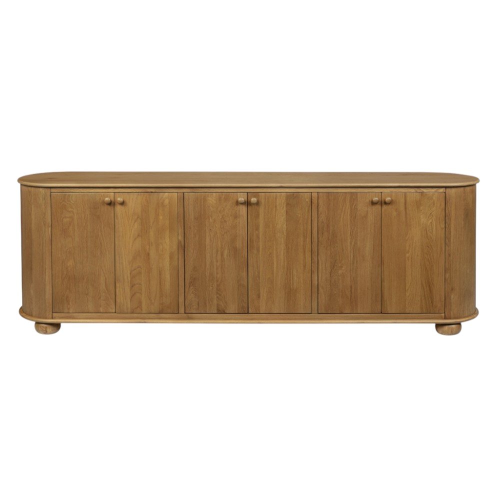Natural Distressed Solid Wood Sideboard with Six Doors - 98-inch
