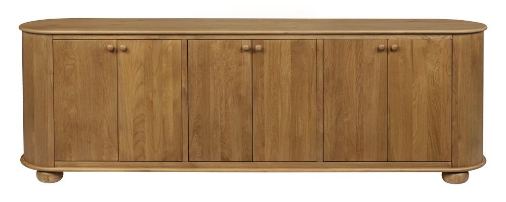 Natural Distressed Solid Wood Sideboard with Six Doors - 98-inch