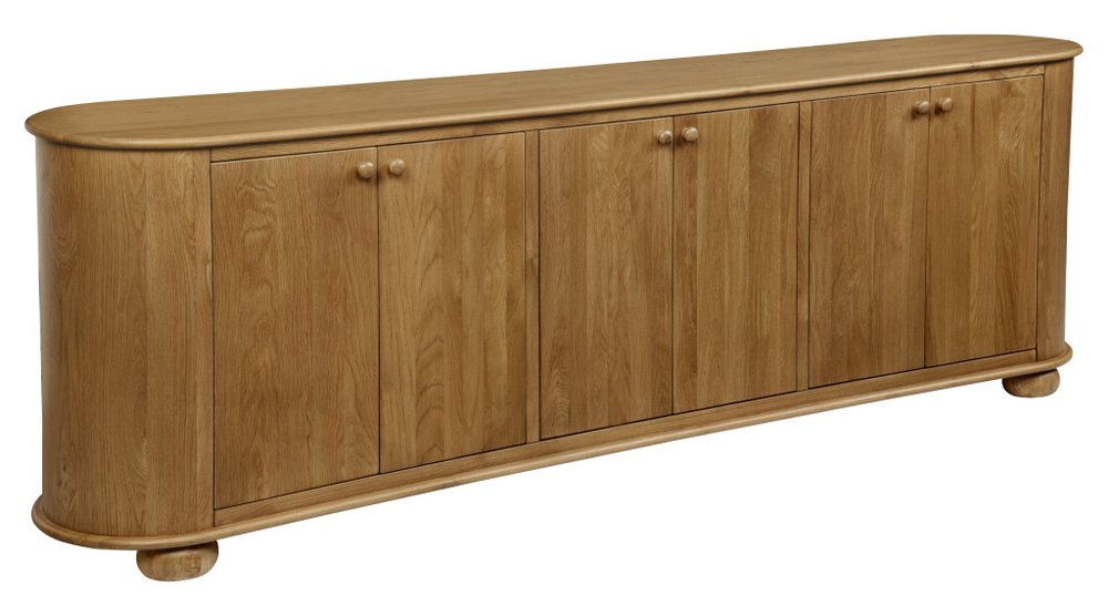Natural Distressed Solid Wood Sideboard with Six Doors - 98-inch