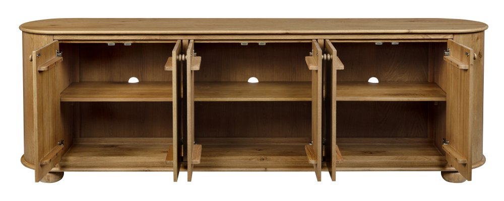 Natural Distressed Solid Wood Sideboard with Six Doors - 98-inch
