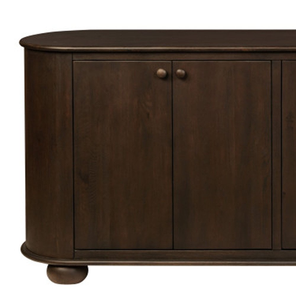 Brown Distressed Solid Wood Sideboard with Six Doors - 98-inch