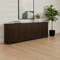Brown Distressed Solid Wood Sideboard with Six Doors - 98-inch