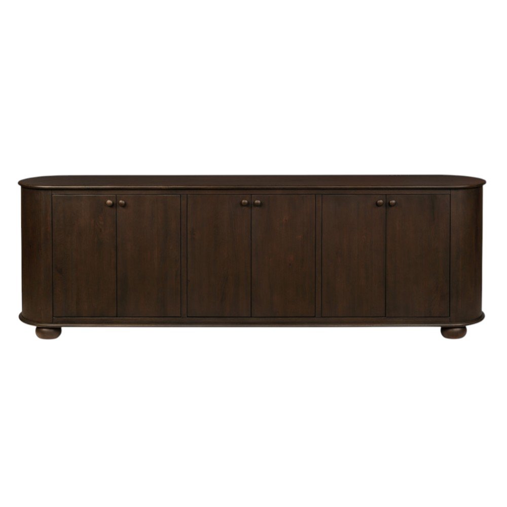 Brown Distressed Solid Wood Sideboard with Six Doors - 98-inch