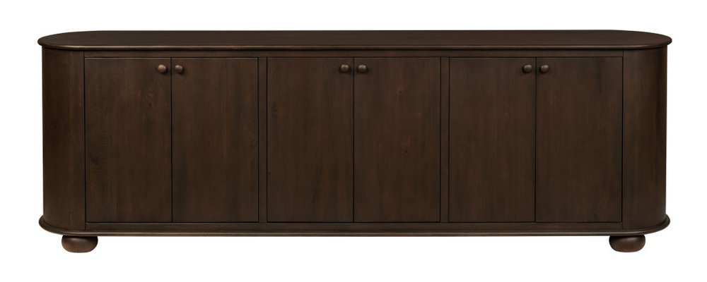 Brown Distressed Solid Wood Sideboard with Six Doors - 98-inch