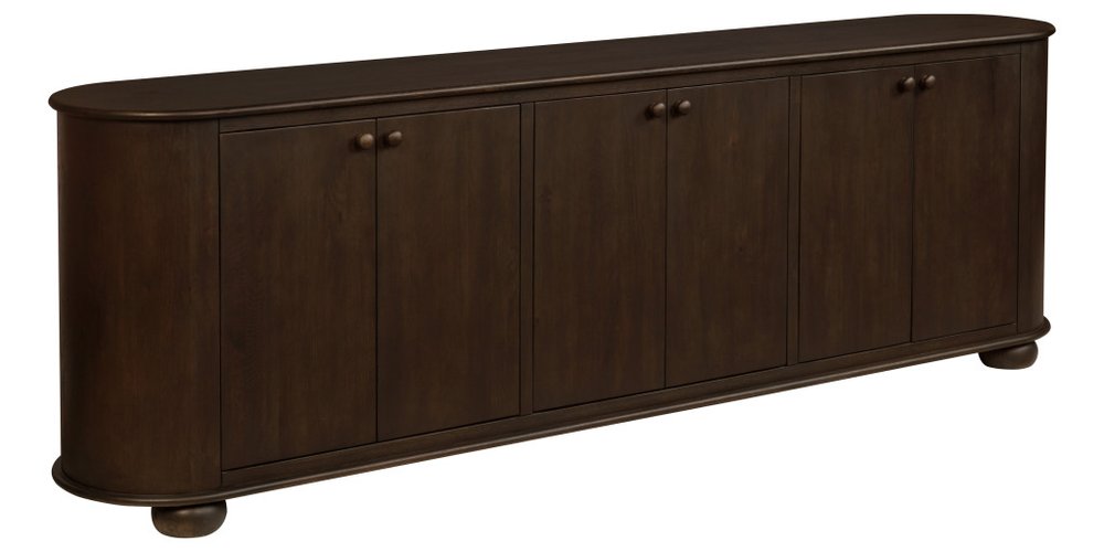 Brown Distressed Solid Wood Sideboard with Six Doors - 98-inch
