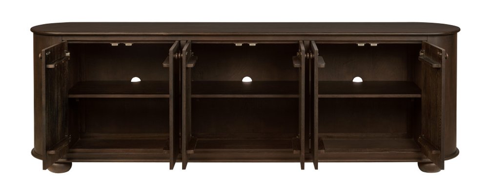 Brown Distressed Solid Wood Sideboard with Six Doors - 98-inch