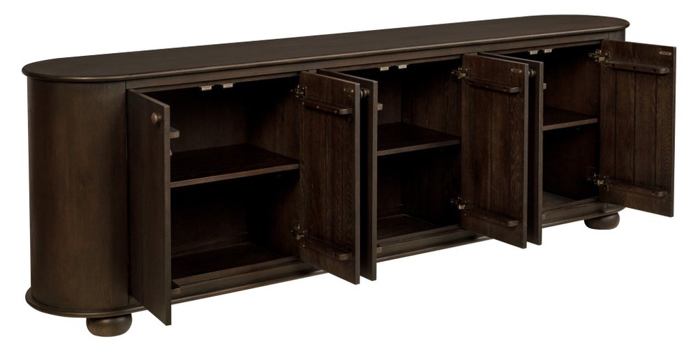 Brown Distressed Solid Wood Sideboard with Six Doors - 98-inch