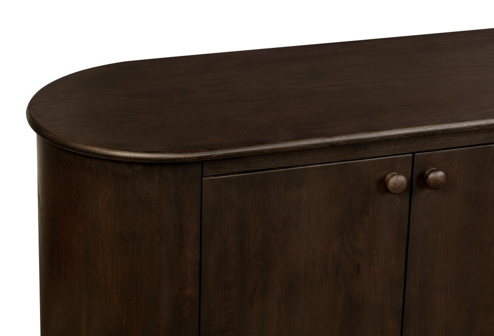 Brown Distressed Solid Wood Sideboard with Six Doors - 98-inch