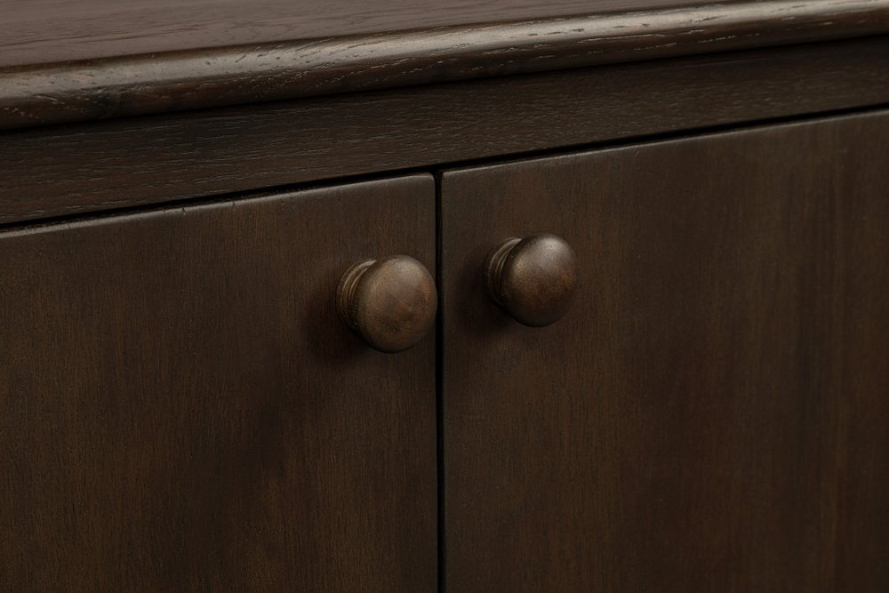 Brown Distressed Solid Wood Sideboard with Six Doors - 98-inch