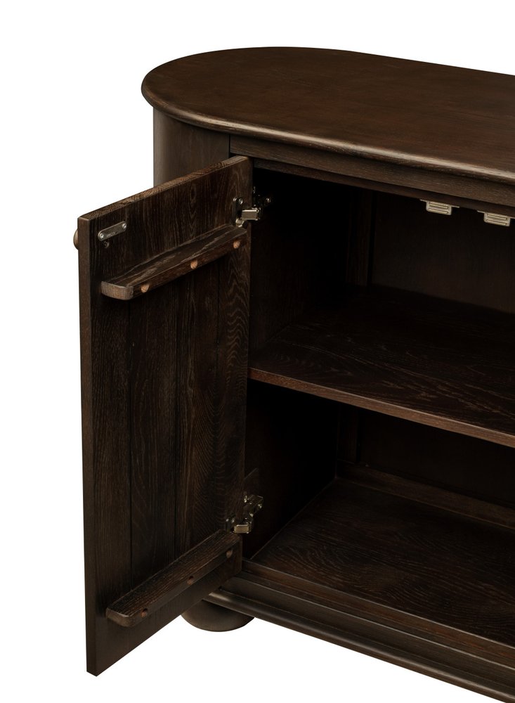 Brown Distressed Solid Wood Sideboard with Six Doors - 98-inch