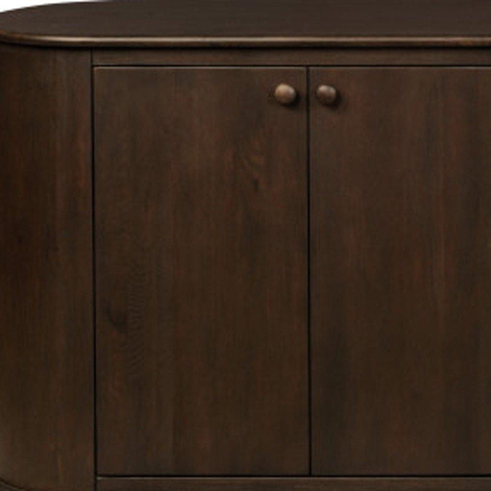 Brown Distressed Solid Wood Sideboard with Six Doors - 98-inch